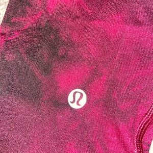 full length, red and black lulu lemon leggings.